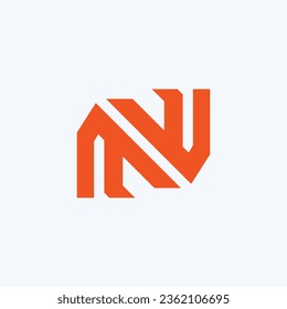 Initial Letter N line art outline Logo.