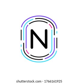 initial letter N line icon design logo template