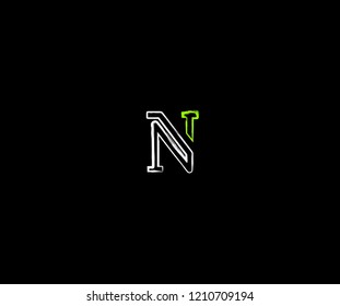 Initial Letter N Linear Grunge Brush Stroke Modern Logotype