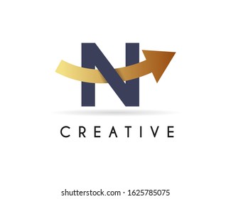 Initial Letter N Logo with arrow icon design