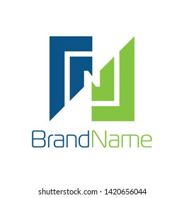 Initial Letter N Logo In Blue and Green Color