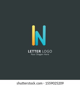 initial letter n logo with blue yellow gradation style