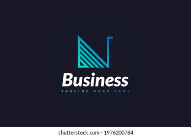 Initial Letter N Logo in Blue Gradient. N Logo Usable For Business or Identity Logos. Vector graphic design template element