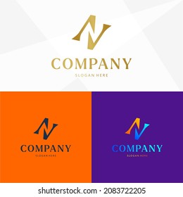 Initial Letter N Logo. Blue Arrow Up and Green Arrow Down isolated on White Background. Usable for Business and Branding Logos. Flat Vector Logo Design Template Element.