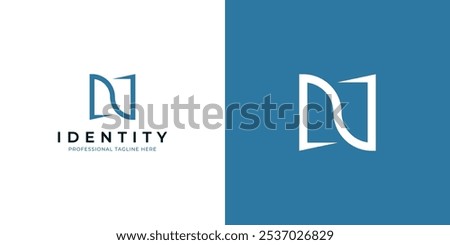 Initial Letter N Logo. Blue Geometric N Letter With Square Style Isolated On Dual Background. Flat Vector Logo Design Template Element For Branding Identity Logos.