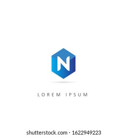 Initial Letter N Logo with Box Element, Design Vector Box Logo template