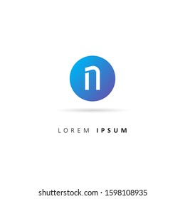 Initial Letter N Logo with Circle Element. Design vector illustration template