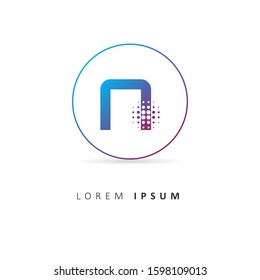 Initial Letter N Logo with Circle Element. Design vector illustration template