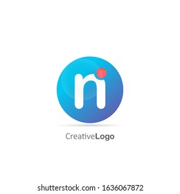 Initial Letter N Logo with Circle and dot. Design Vector Logo Template 