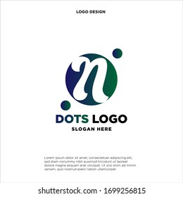 Initial Letter N Logo With Circle and Dot Element. Design Vector Logo Concept