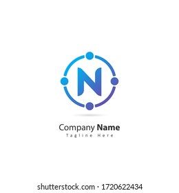 initial letter N logo with circle and dot element. design vector illustration people logo. logo for company. icon