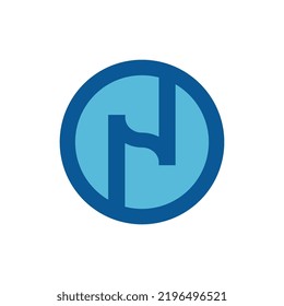 Logo de la letra inicial N en forma de círculo, ilustración vectorial