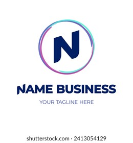 Initial letter N logo in circle. Suitable for business, company or organization. Stylish vector logotype design template element, sign.