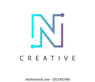 Initial Letter N logo Connected circle symbol. Design Template Element