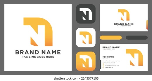 Initial Letter N Logo Design vector Template. Creative N Logo Design with business card design template