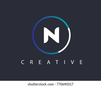Initial Letter N logo Design Template With Circle Colored