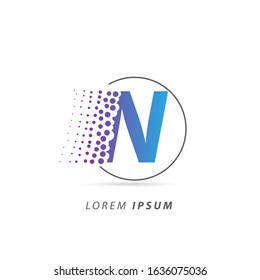 Initial Letter N Logo with Dots. Fast Logo Design Vector Template 
