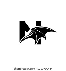 Initial letter N logo and Dragon wings symbol. Wings design element,  initial Letter N logo Icon, Initial Logo Template