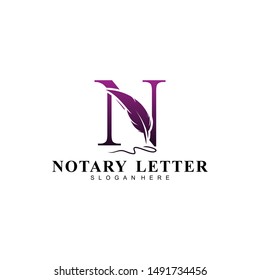 Initial letter N logo with Feather Luxury gold.