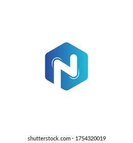 initial letter N logo in hexagon design template