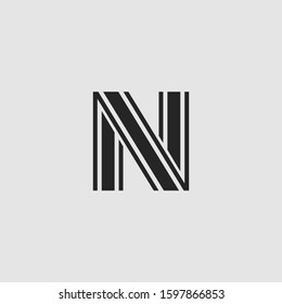 Initial Letter N logo icon  abstract vector design concept monogram color.