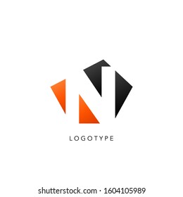 Initial Letter N logo icon. Vector design concept abstract techno geometrical shape with negative letter N logo icon.