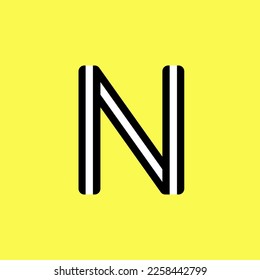 Letra inicial N logo sobre fondo amarillo blanco y negro, adecuado para logotipos de empresas en electrónica, finanzas, instituciones legales, negocios digitales, alquileres, agencias de viajes y otros