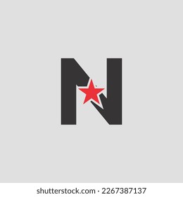 Initial Letter N logo, Red star sign Branding Identity Corporate unusual logo design template