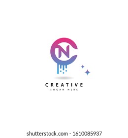 Initial letter N logo with splash background.  letter combination logo design for creative industry   web   business and company.