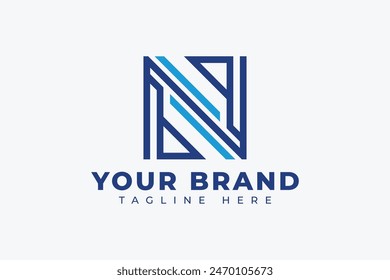 Initial Letter N logo Square Line isolated on White Background. Usable for Business, Branding and Technology Logos. Flat Vector Logo Design Template Element