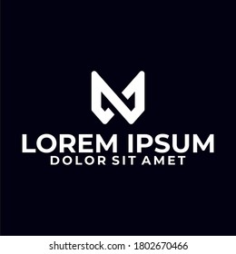 Initial letter N logo template with sporty geometric infinity line art illustration in flat design monogram symbol