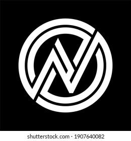 Initial letter N logo template with sporty geometric kamon line art illustration in flat design monogram symbol