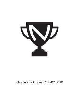 initial letter n logo trophy vector