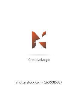 Initial Letter N Logo truncated Design Vector Template