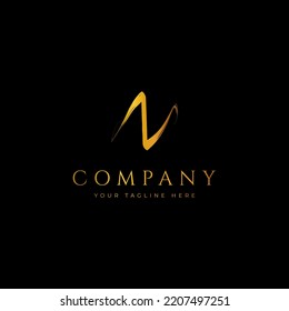initial letter N logo. Typographic letter symbol sign design template with hand drawn brush stroke style texture, which is luxurious and elegant.