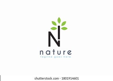 Initial letter N logo. Vector N letter business,natural brand logo design