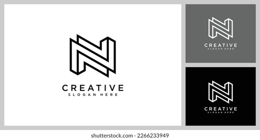 initial letter n logo vector design