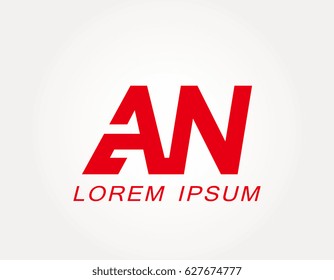 initial letter a and n logo vector. an red design