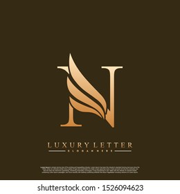 Initial letter N Logo and wing symbol. Wings design element vector.