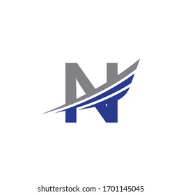 initial letter n logo wing