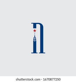 Initial letter N logo.new york city logo design, Empire State Building letter logo
