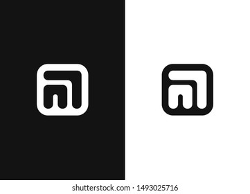 Diseño inicial de la Plantilla del logotipo de la letra N y M en forma redondeada cuadrada. Monograma mínimo de dos letras N M. Elementos de Plantilla de diseño de iconos de logotipo. Ilustración de signo de Vector simple. Versión en blanco y negro.