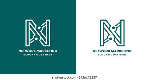 Initial Letter N and M with network marketing Logo Branding Identity Logo Design Template free Vector