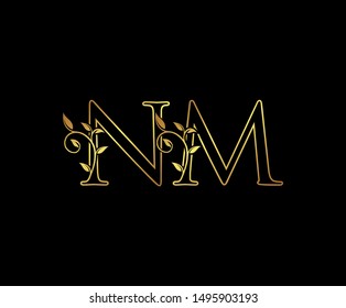 Initial letter N and M, NM, Gold Logo Icon, classy gold letter monogram logo icon suitable for boutique,restaurant, wedding service, hotel or business identity.
