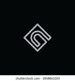 initial letter n minimal line box concept logo design template