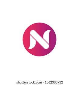 Initial Letter N Modern Alphabet Circle Logo Vector. Round Shape Letter Logo.