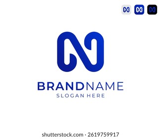 Initial Letter N With Modern Simple Line For Brand or Business Vector Logo Design Illustration