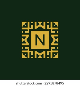 Letra inicial N logo de un modelo de tecnología de estrella moderna