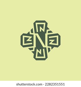 Letra inicial N logotipo del emblema del circuito de la tecnología moderna