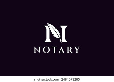 Initial Letter N Monogram with Feather Quill Pen Notary Writer Journalist logo design vector